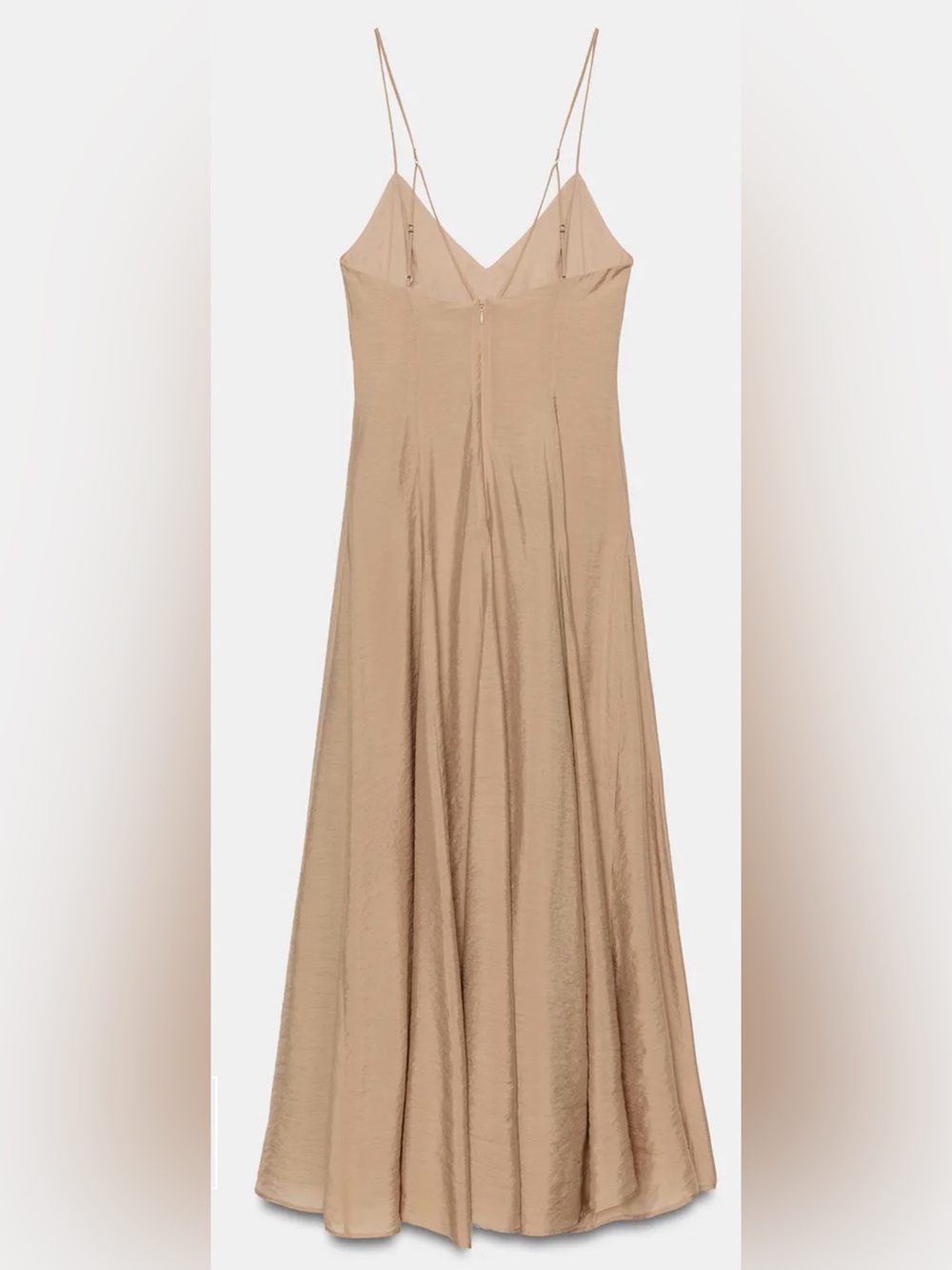 Zara Taupe Maxi Slip Dress Open Back V Neck Strappy Flowy S NWT - Picture 7 of 8